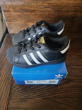 adidas Kids Black and White Superstar Sneakers